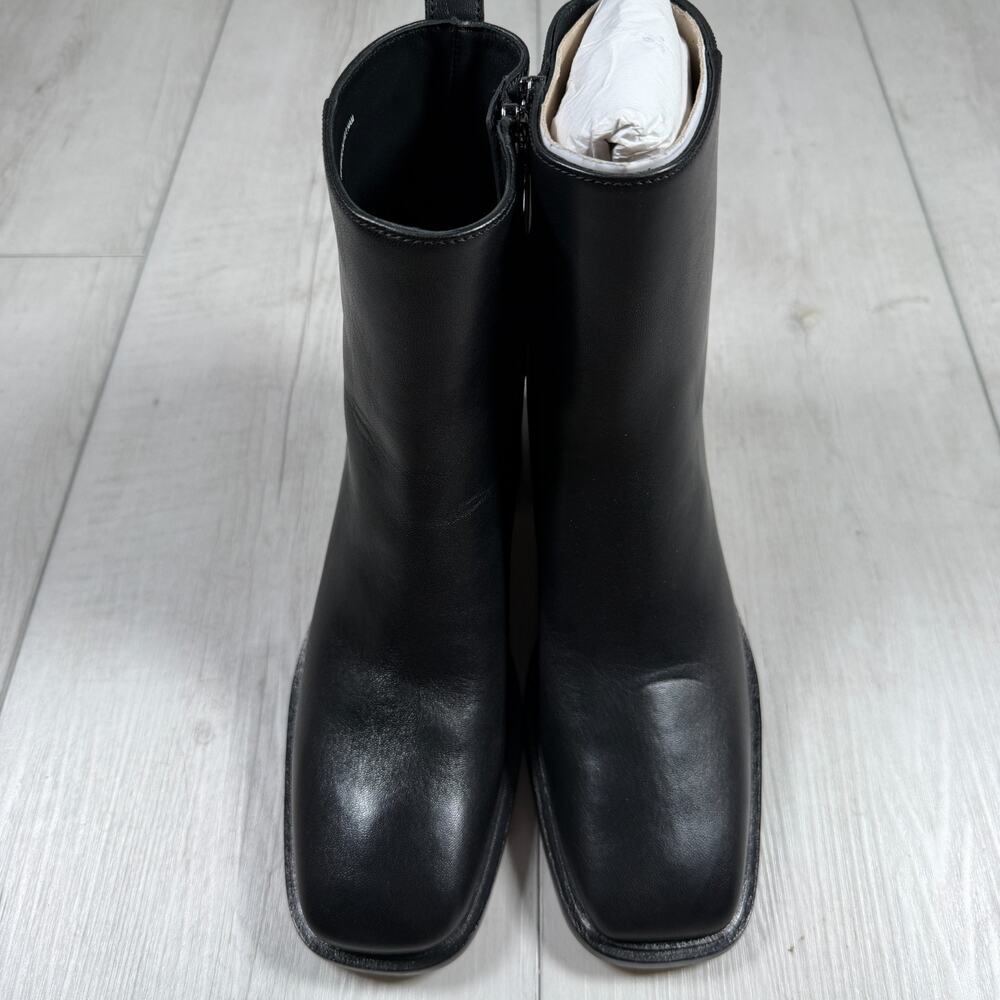 Everlane The City Boot in Black Leather sz 9 Women's Side Zip Block Heel Ankle - Picture 3 of 8